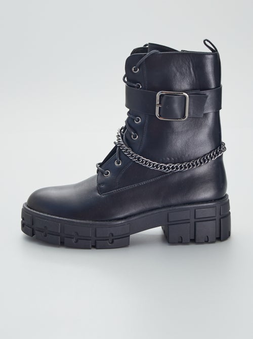 Bottines à boucle et chaîne fantaisie - Kiabi