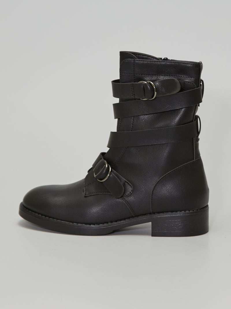 Bottines à brides noir - Kiabi