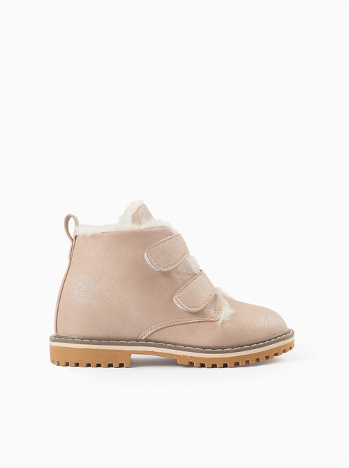 Bottines à finition pailletée et peluche douce synthétique - Kiabi