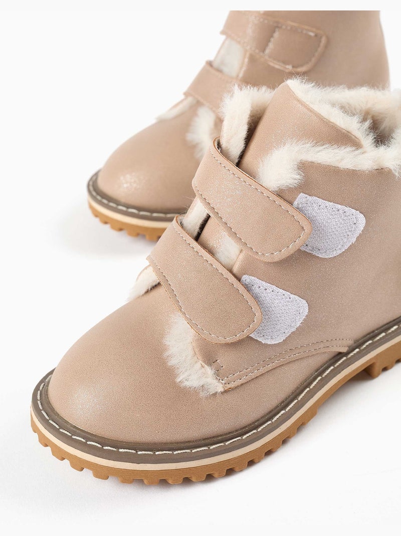 Bottines à finition pailletée et peluche douce synthétique Rose - Kiabi