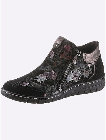 Bottines à glissières latérales en cuir velours et synthétique - Taille standard - Witt