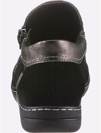 Bottines à glissières latérales en cuir velours et synthétique - Taille standard - Witt
