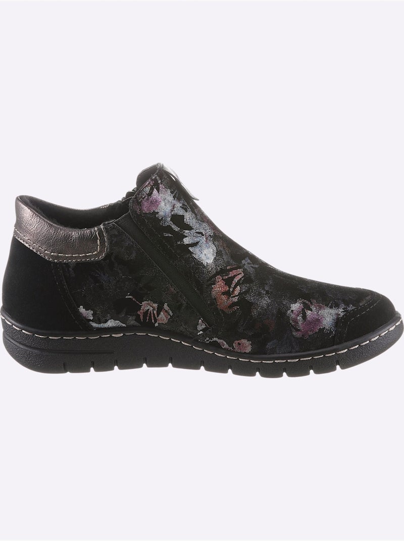 Bottines à fleurs avec glissières et semelle antichoc - Taille standard - Witt Noir - Kiabi