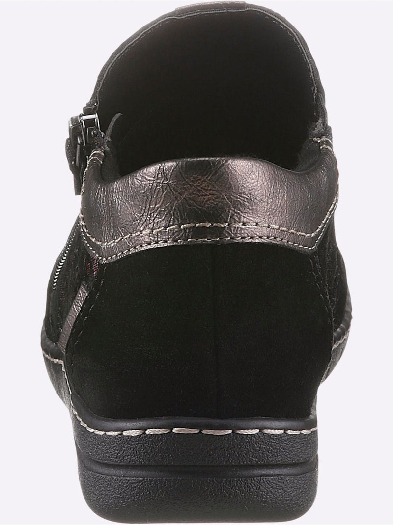 Bottines à fleurs avec glissières et semelle antichoc - Taille standard - Witt Noir - Kiabi