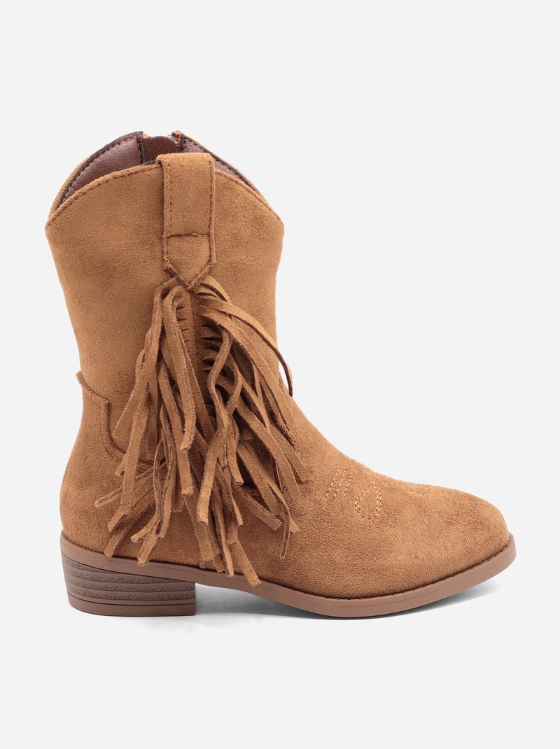 Bottines à franges Camel - Kiabi