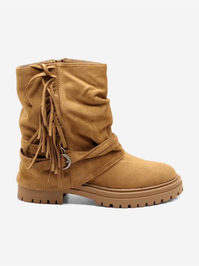 Bottines à franges Camel - Kiabi