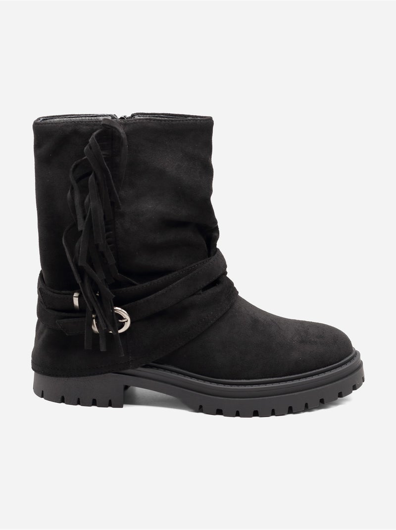 Bottines à franges Noir - Kiabi
