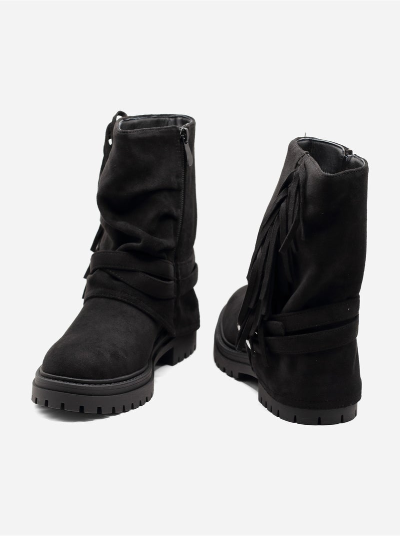 Bottines à franges Noir - Kiabi
