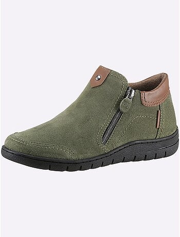Bottines à glissières latérales en cuir velours et synthétique - Taille standard - Witt