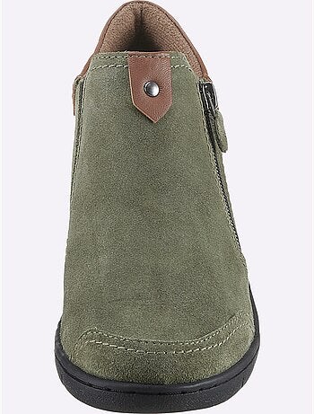 Bottines à glissières latérales en cuir velours et synthétique - Taille standard - Witt
