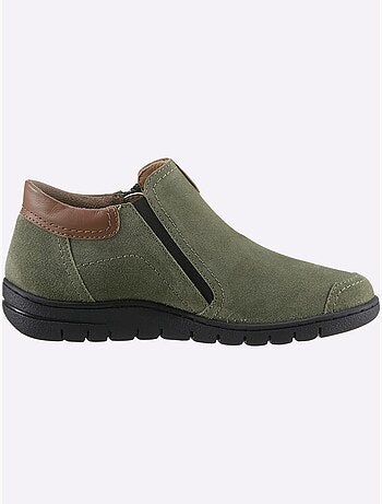 Bottines à glissières latérales en cuir velours et synthétique - Taille standard - Witt