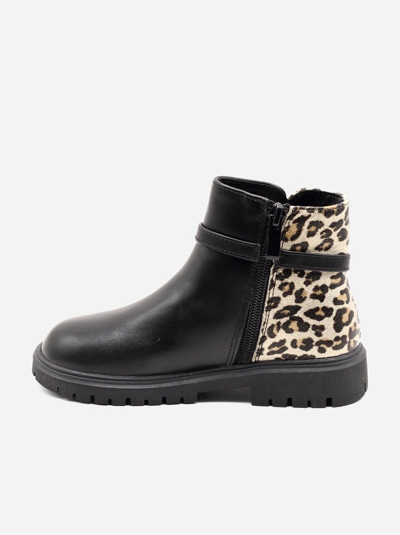 Bottines à imprimés Noir - Kiabi