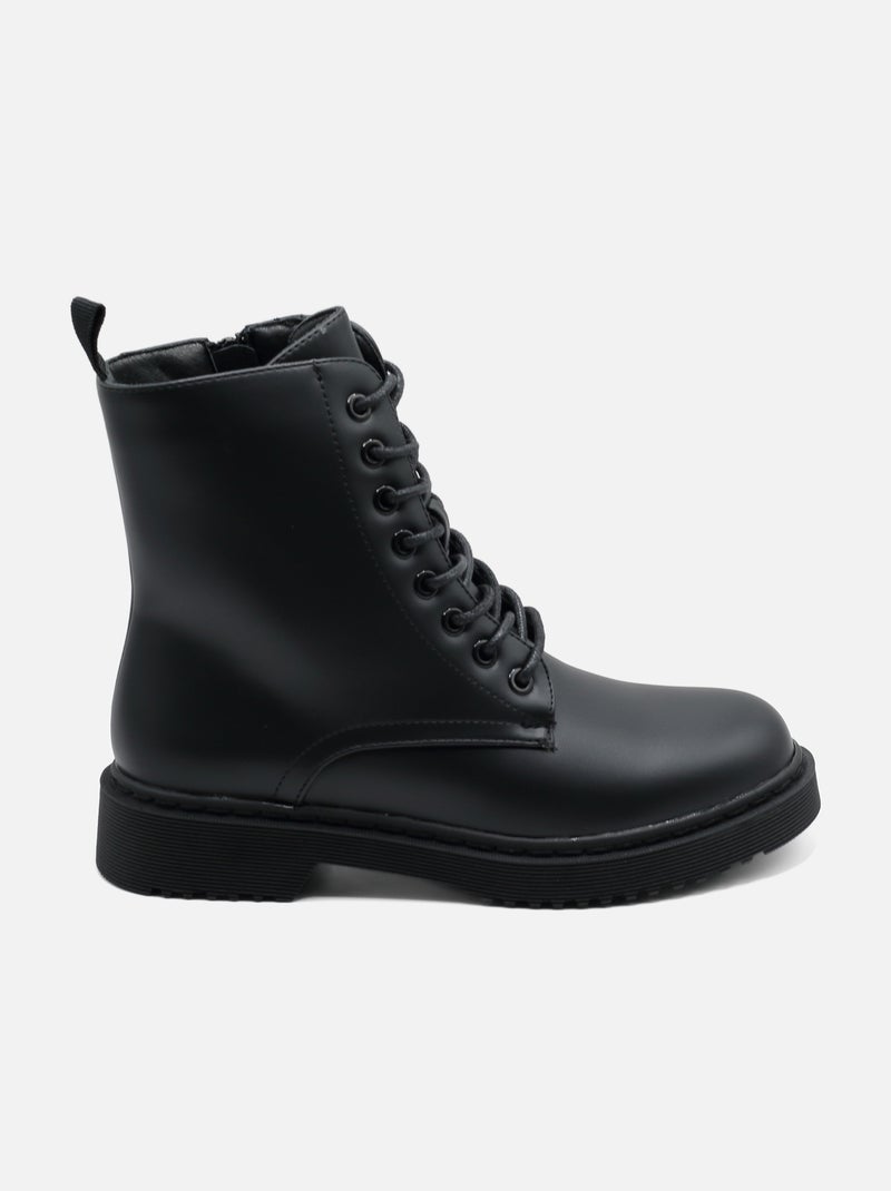 Bottines a lacets - C M Noir mat - Kiabi