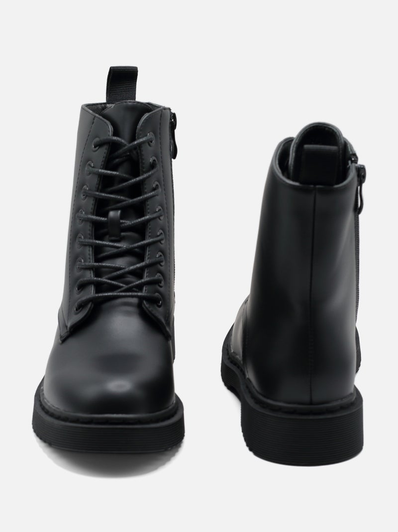 Bottines a lacets - C M Noir mat - Kiabi