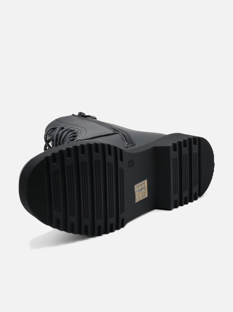 Bottines a lacets - C M Noir mat - Kiabi