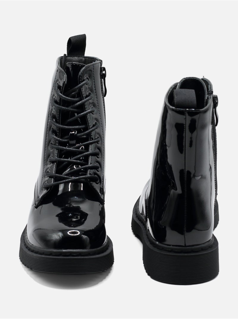 Bottines a lacets - C M Noir Noir - Kiabi