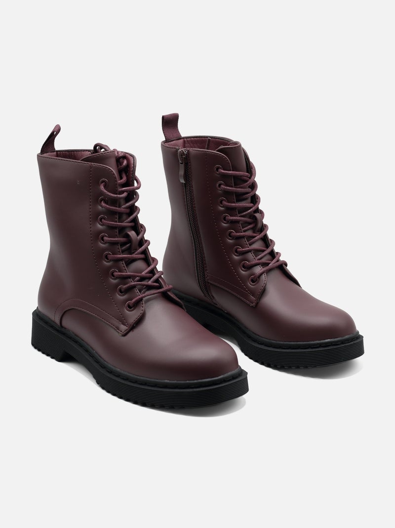 Bottines a lacets Bordeaux - Kiabi