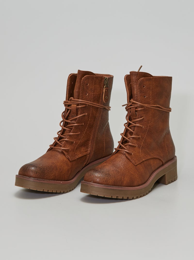 Bottines à lacets camel - Kiabi