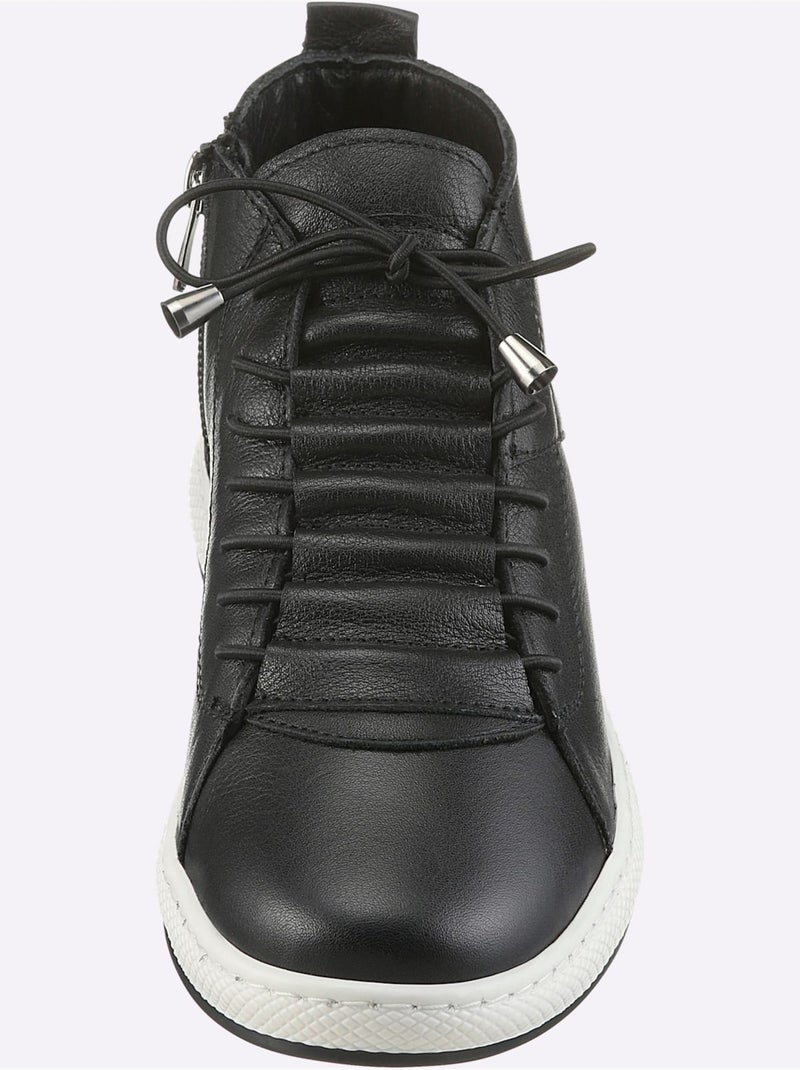 Bottines à Lacets Cuir Nappa De Vache - Helline Noir - Kiabi