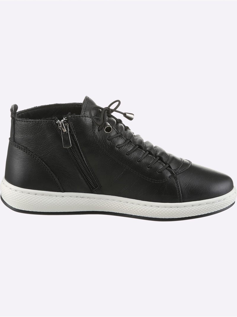 Bottines à Lacets Cuir Nappa De Vache - Helline Noir - Kiabi