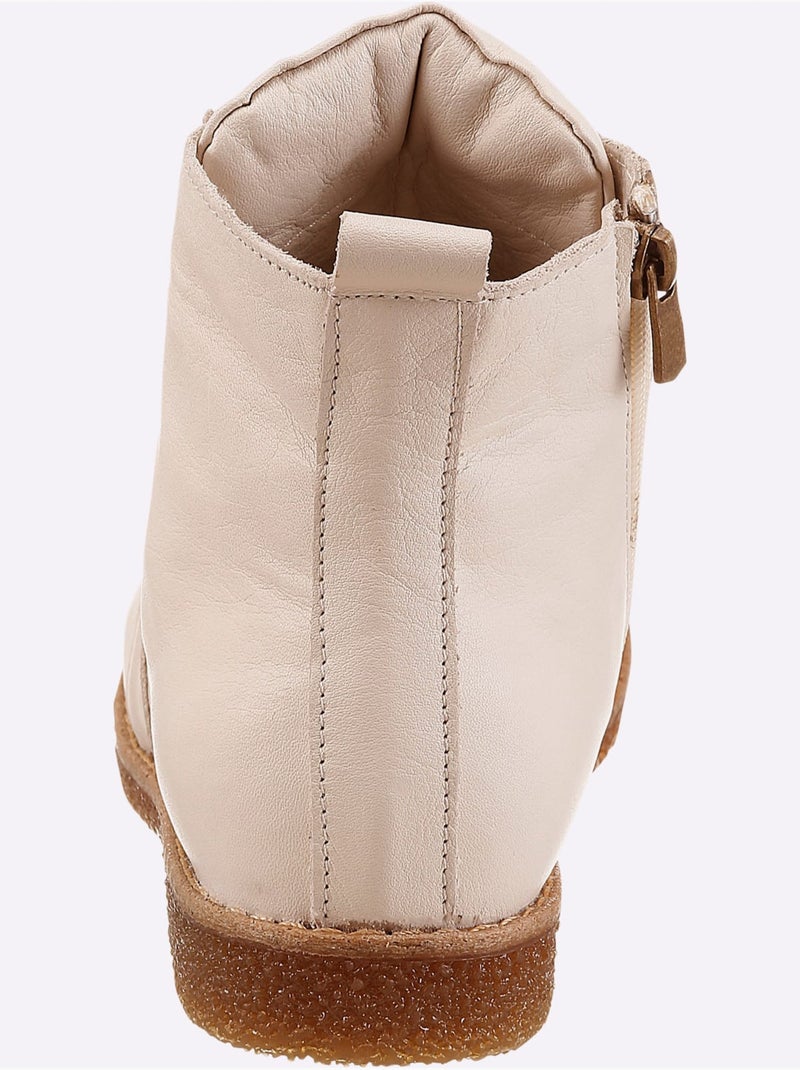 Bottines à lacets cuir nappa de vache - taille standard - helline Crème - Kiabi