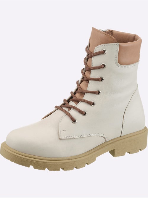 Bottines à Lacets Cuir Nappa De Vache - Taille Standard - Helline - Kiabi Bottines à Lacets Cuir Nappa De Vache - Taille Standard - Helline - Kiabi