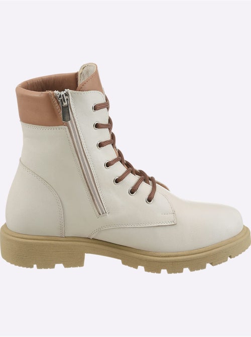 Bottines à Lacets Cuir Nappa De Vache - Taille Standard - Helline - Kiabi Bottines à Lacets Cuir Nappa De Vache - Taille Standard - Helline - Kiabi