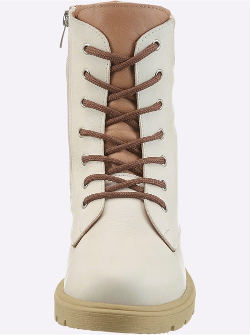Bottines à Lacets Cuir Nappa De Vache - Taille Standard - Helline - Kiabi Bottines à Lacets Cuir Nappa De Vache - Taille Standard - Helline - Kiabi