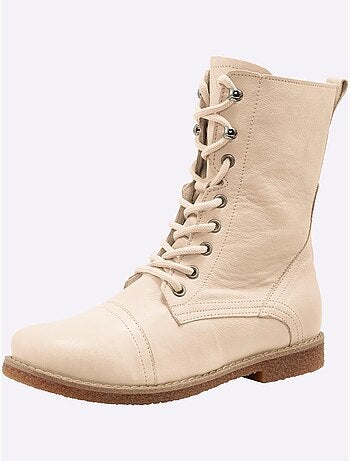 Bottines à Lacets Cuir Nappa De Vache - Taille Standard - helline