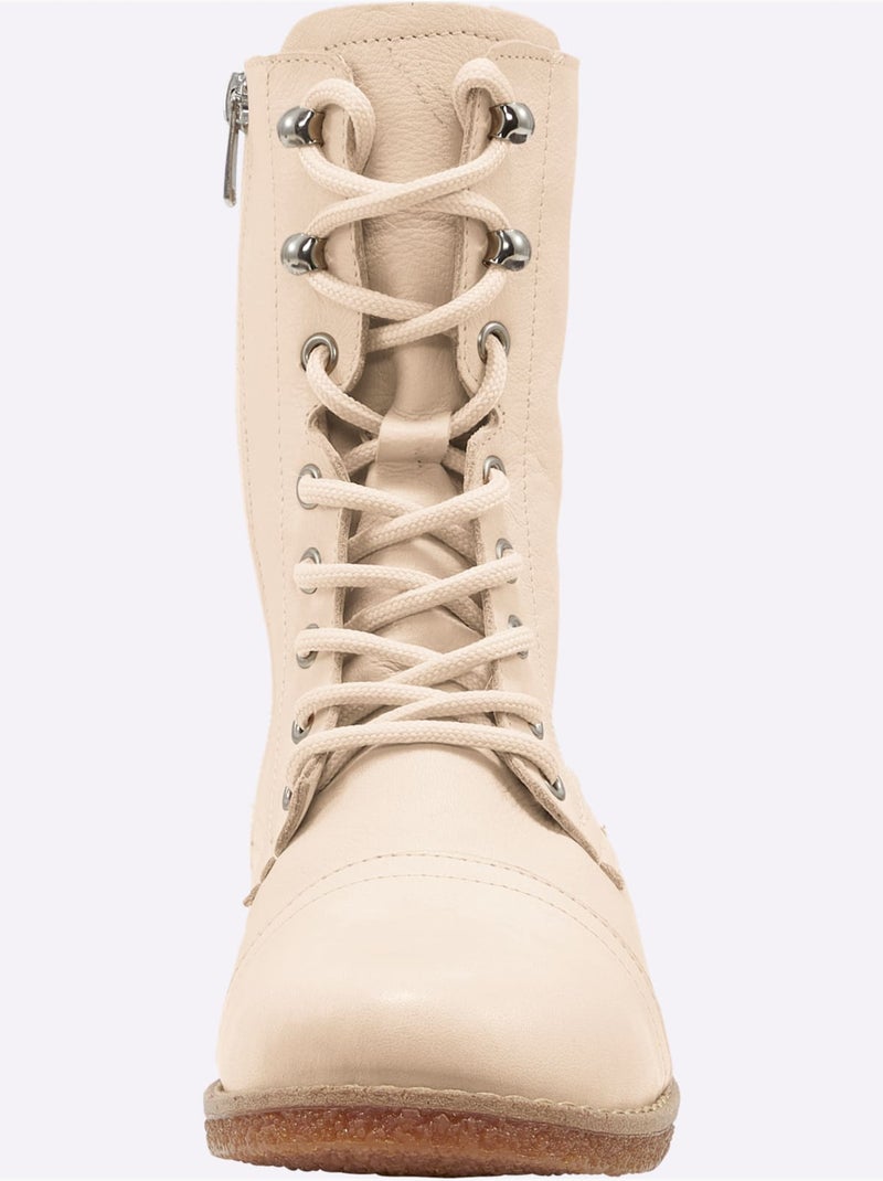 Bottines à Lacets Cuir Nappa De Vache - Taille Standard - Helline Crème - Kiabi