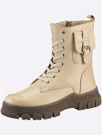 Bottines à Lacets Cuir Nappa De Vache - Taille Standard - helline