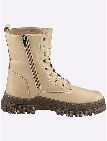Bottines à Lacets Cuir Nappa De Vache - Taille Standard - helline