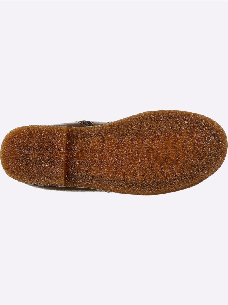 Bottines à lacets cuir nappa de vache - taille standard - helline Marron - Kiabi