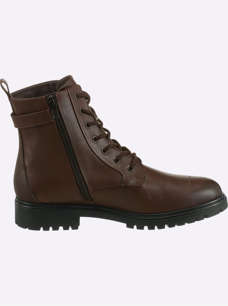 Bottines à Lacets Cuir Nappa De Vache - Taille Standard - Helline Marron - Kiabi