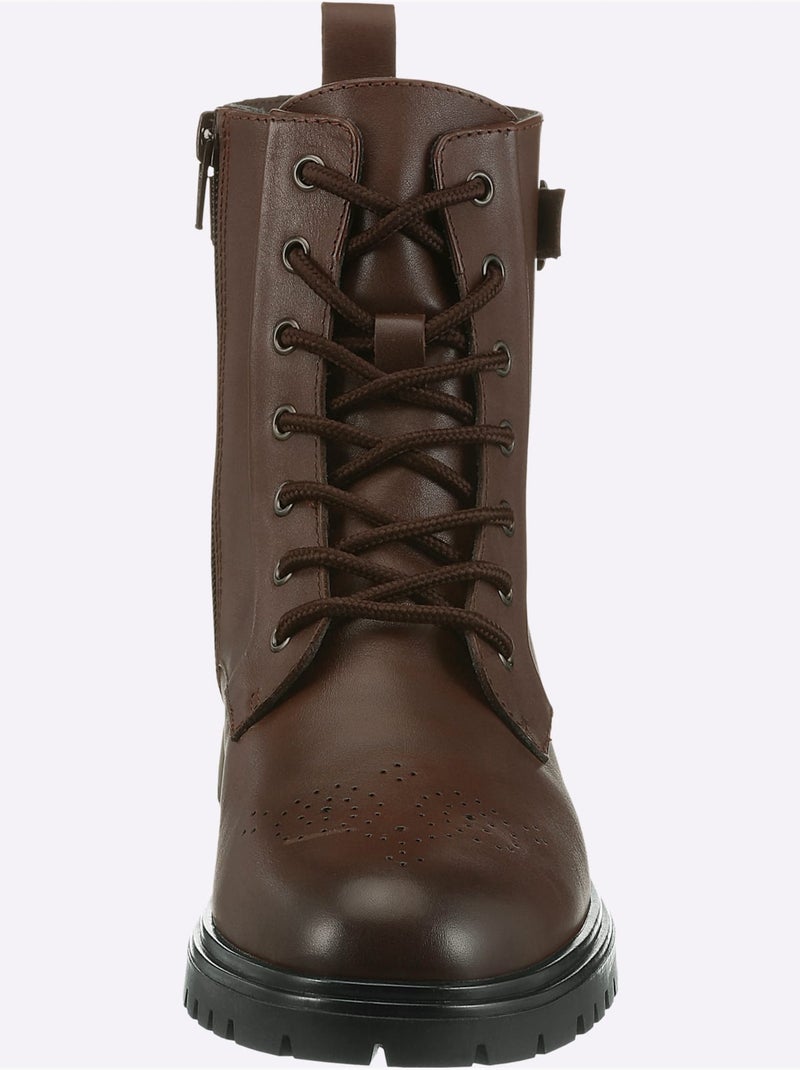 Bottines à Lacets Cuir Nappa De Vache - Taille Standard - Helline Marron - Kiabi