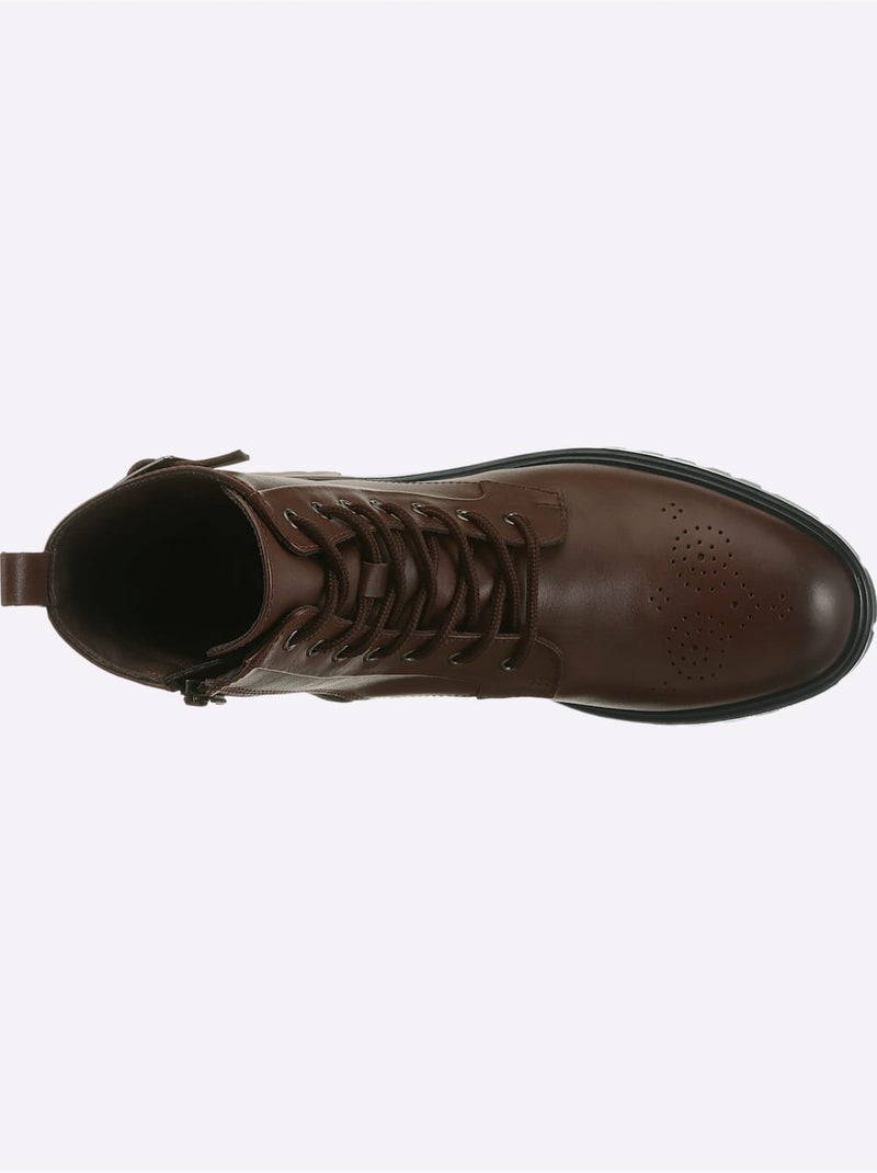 Bottines à Lacets Cuir Nappa De Vache - Taille Standard - Helline Marron - Kiabi