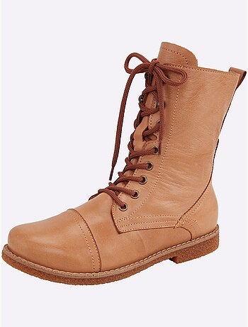 Bottines à Lacets Cuir Nappa De Vache - Taille Standard - helline
