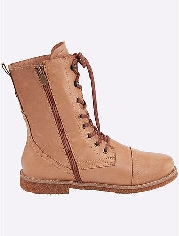 Bottines à Lacets Cuir Nappa De Vache - Taille Standard - helline