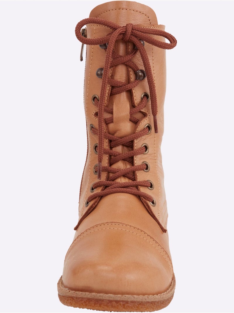 Bottines à Lacets Cuir Nappa De Vache - Taille Standard - Helline Marron - Kiabi