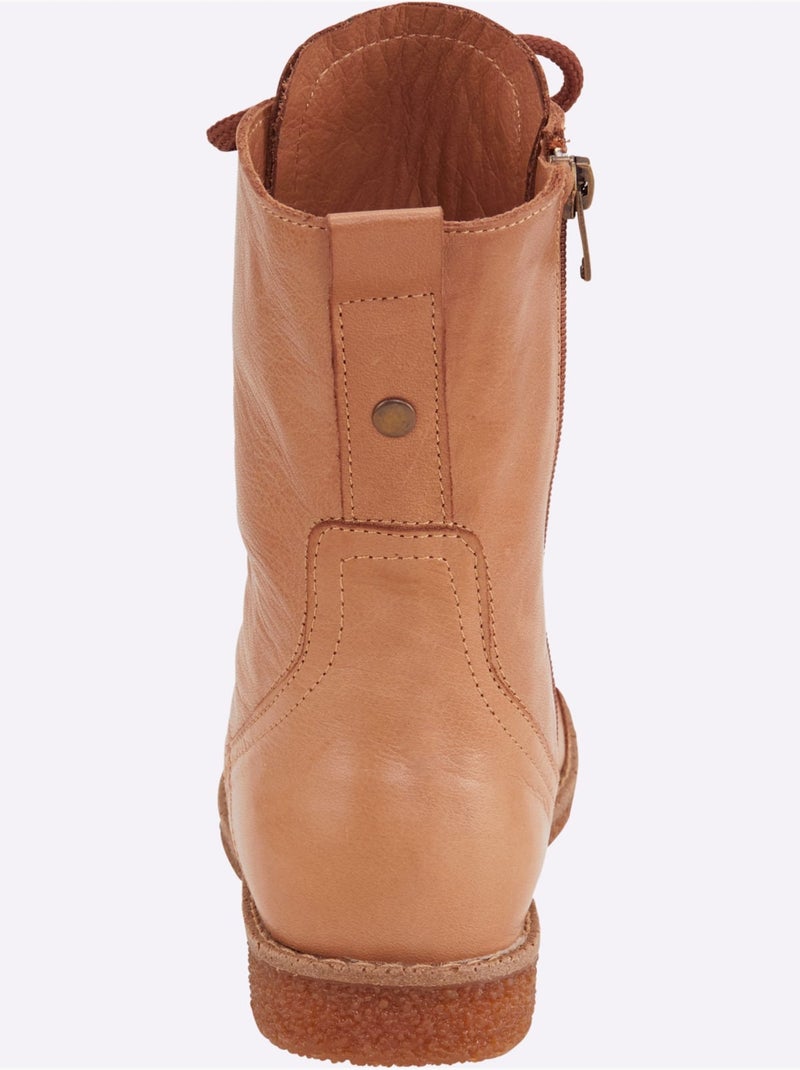 Bottines à Lacets Cuir Nappa De Vache - Taille Standard - Helline Marron - Kiabi