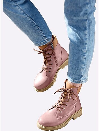Bottines à Lacets Cuir Nappa De Vache - Taille Standard - Helline