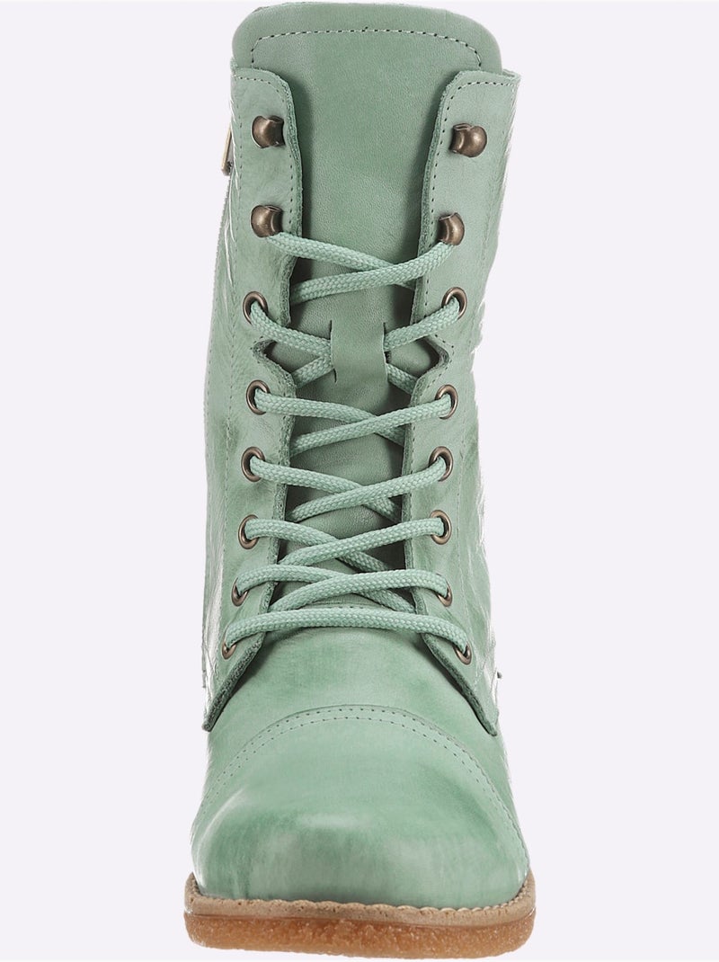 Bottines à Lacets Cuir Nappa De Vache - Taille Standard - Helline Menthe - Kiabi