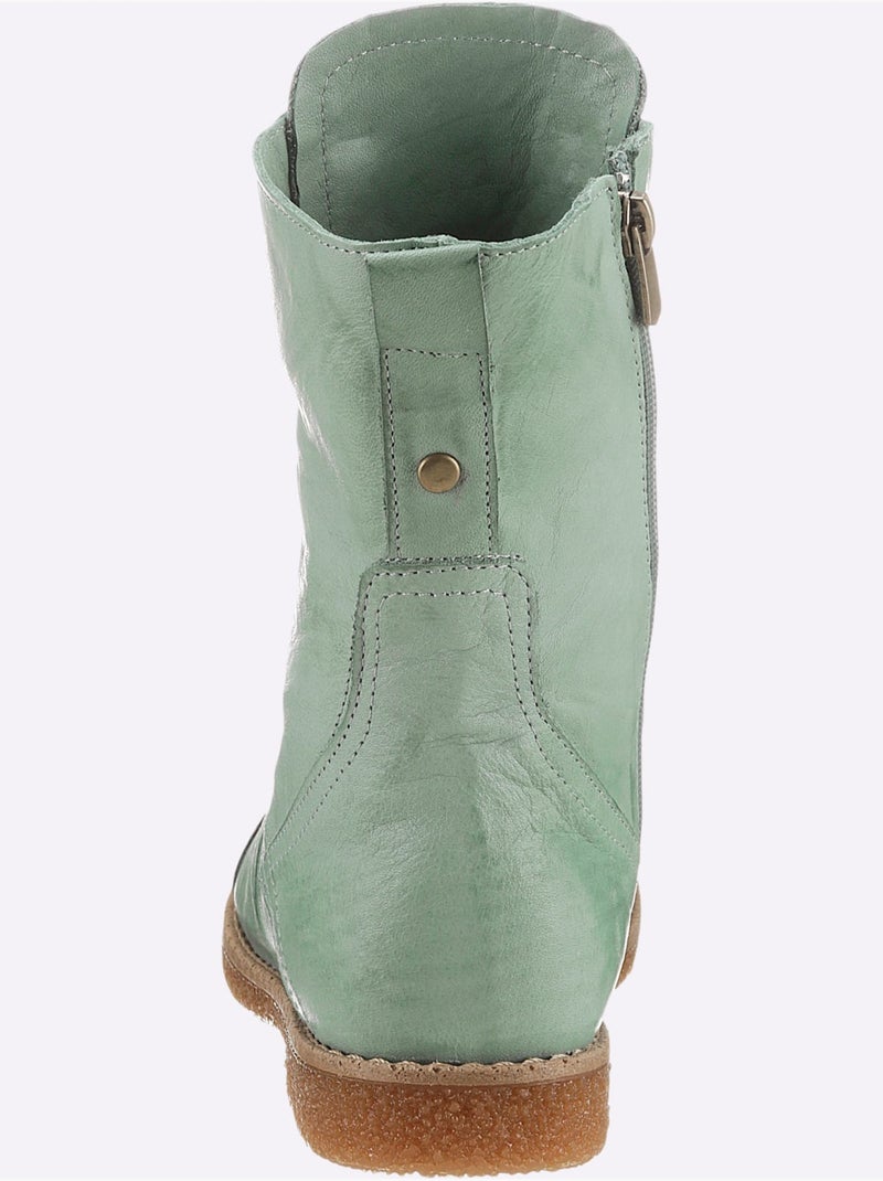 Bottines à Lacets Cuir Nappa De Vache - Taille Standard - Helline Menthe - Kiabi