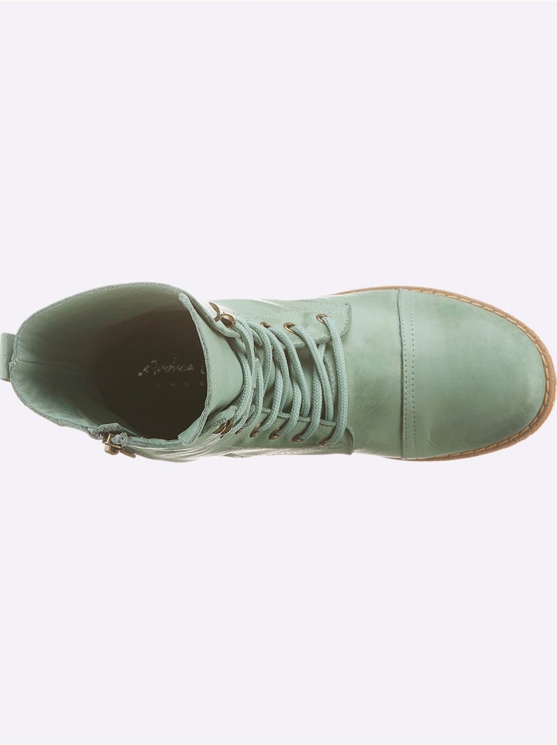 Bottines à Lacets Cuir Nappa De Vache - Taille Standard - Helline Menthe - Kiabi