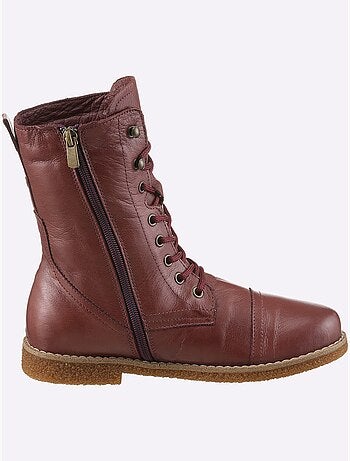 Bottines à Lacets Cuir Nappa De Vache - Taille Standard - helline