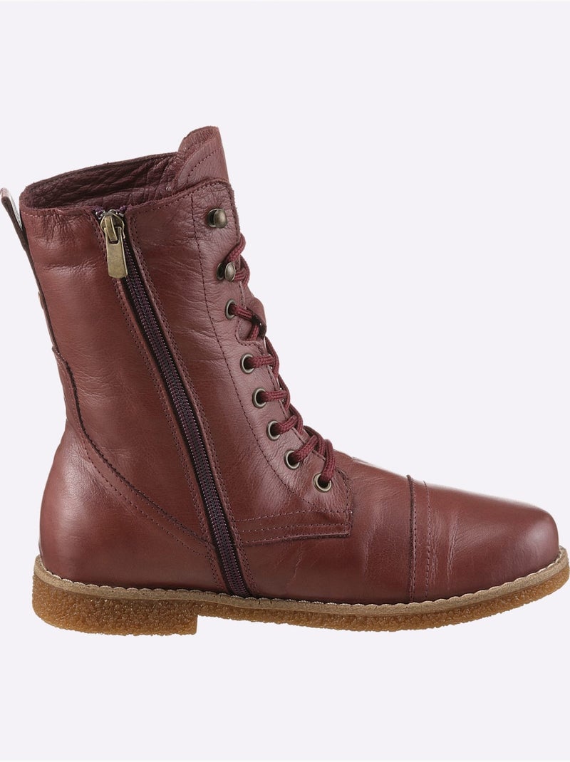 Bottines à Lacets Cuir Nappa De Vache - Taille Standard - Helline Noir Bordeaux - Kiabi