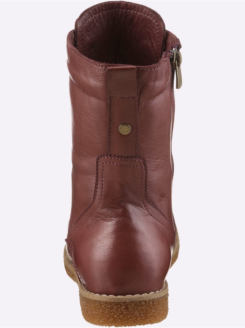 Bottines à Lacets Cuir Nappa De Vache - Taille Standard - Helline Noir Bordeaux - Kiabi