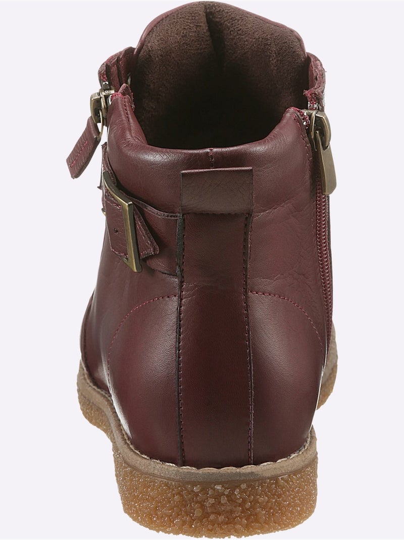 Bottines à Lacets Cuir Nappa De Vache - Taille Standard - Helline Noir Bordeaux - Kiabi