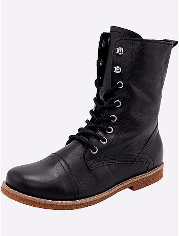 Bottines à Lacets Cuir Nappa De Vache - Taille Standard - helline