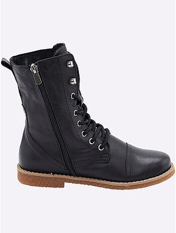 Bottines à Lacets Cuir Nappa De Vache - Taille Standard - helline
